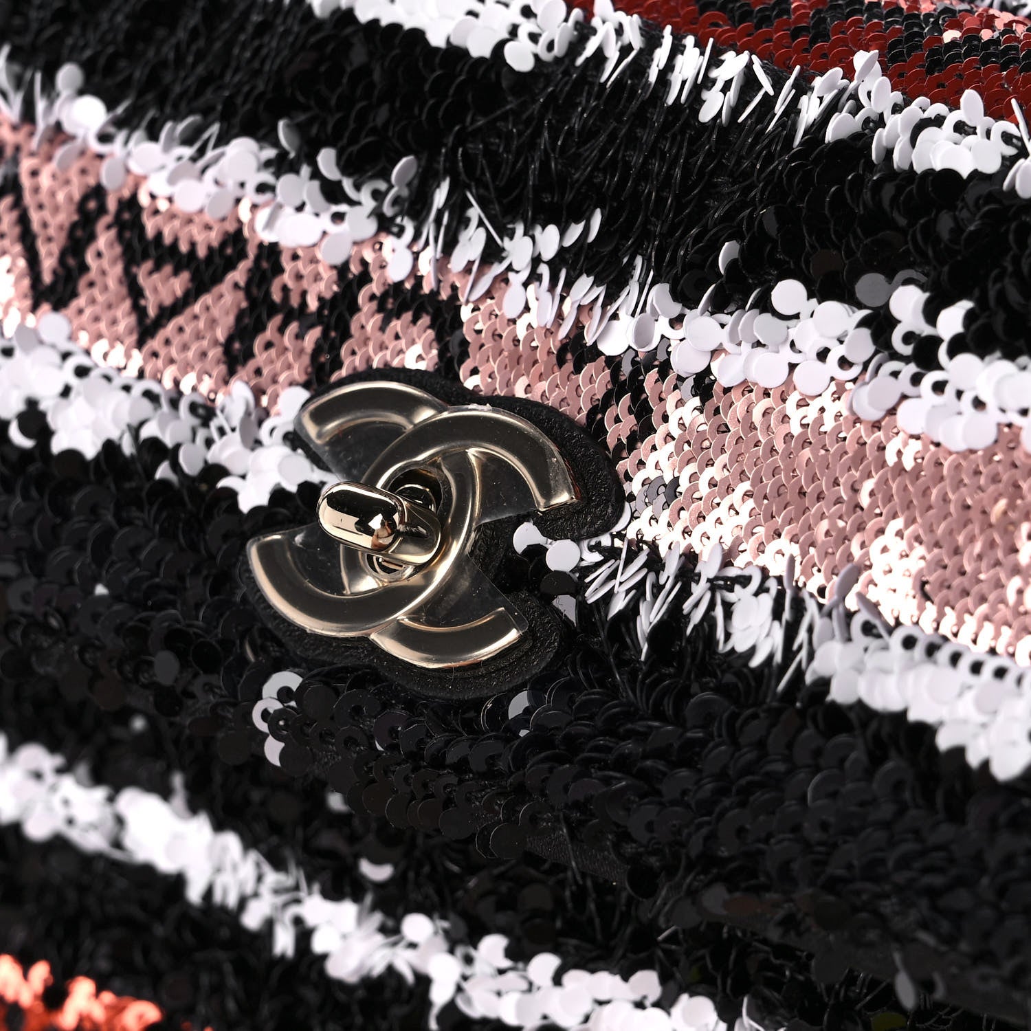 Chanel Sequin COCO Clutch With Chain Black Red 11 of 12