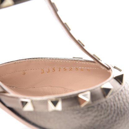 Valentino Garavani Metallic Pebbled Calfskin Rockstud Ankle Strap 65mm Pumps 36.5 Sasso 8 of 9