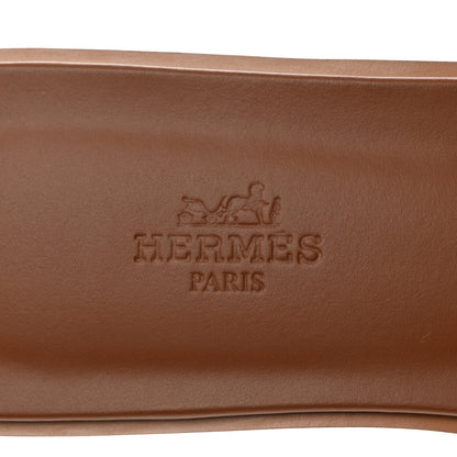 Hermes Box Calfskin Oran Sandals 38.5 Gold 6 of 9