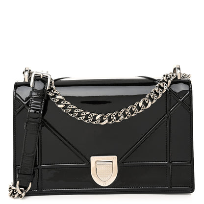 Christian Dior Patent Medium Diorama Flap Bag Black 1 of 11