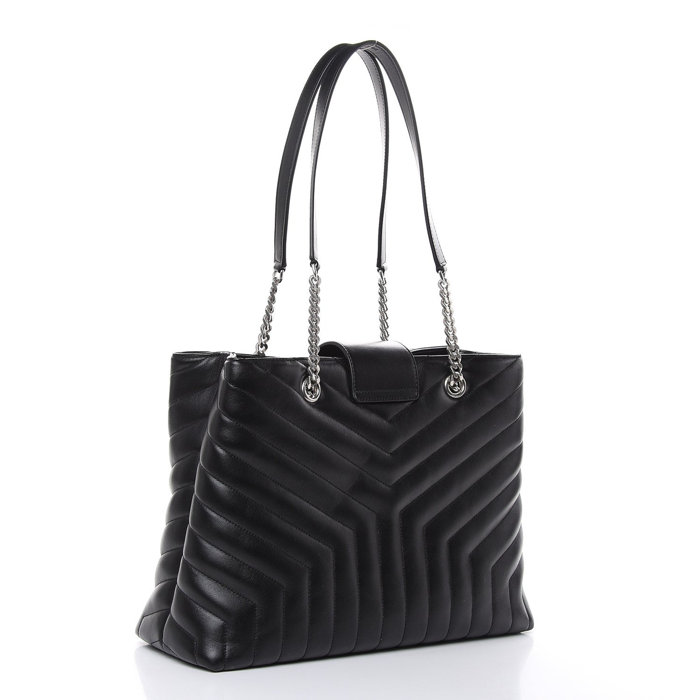 Calfskin Y Quilted Monogram Large Loulou Shopper Black