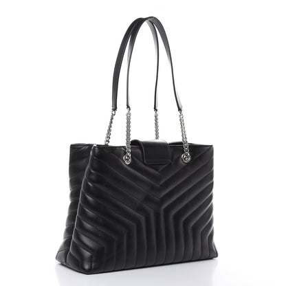 Saint Laurent Calfskin Y Quilted Monogram Large Loulou Shopper Black 3 of 10