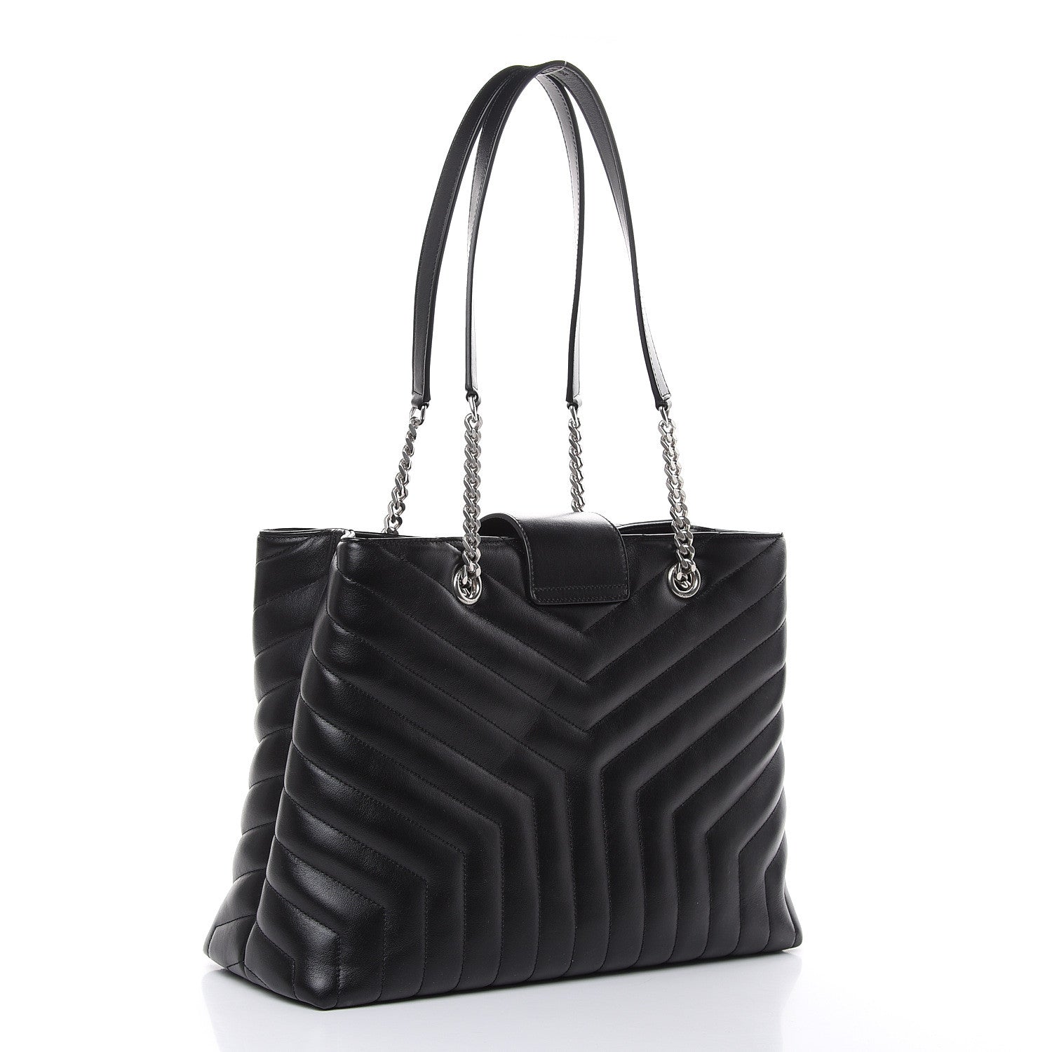 Saint Laurent Calfskin Y Quilted Monogram Large Loulou Shopper Black 3 of 9