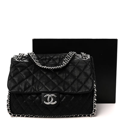 Chanel Washed Lambskin Quilted Maxi Chain Around Flap Black Black 11 of 11