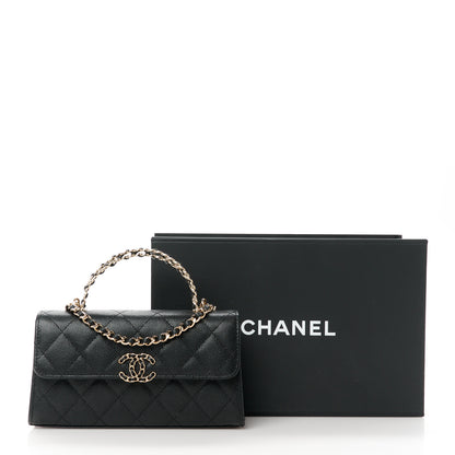Chanel Caviar Quilted Chain Match Top Handle Phone Holder With Chain Black 12 of 12