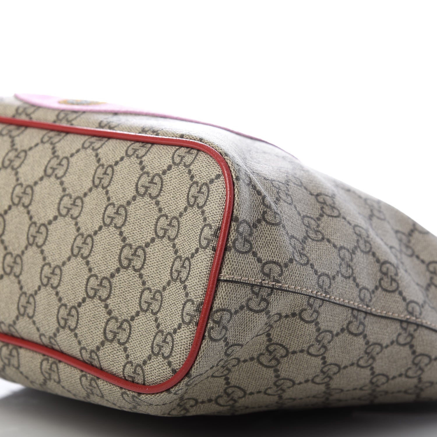 Gucci Soft GG Supreme Monogram Web Bosco Patch Small Crossbody Tote Beige Malva Hibiscus Red 7 of 9