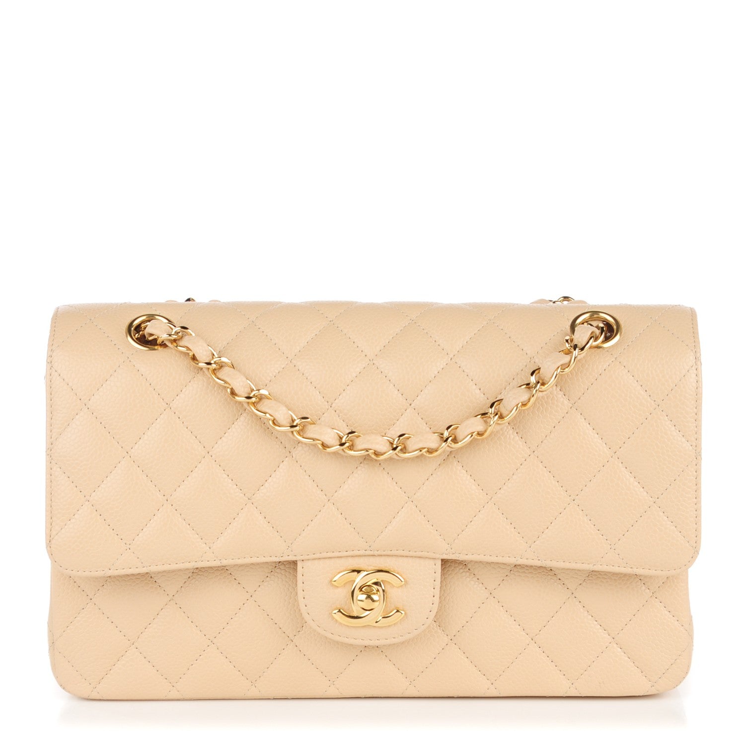 Chanel Caviar Quilted Medium Double Flap Beige Clair 1 of 9