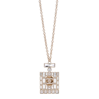Chanel Metal Crystal CC Perfume Necklace Gold 1 of 6