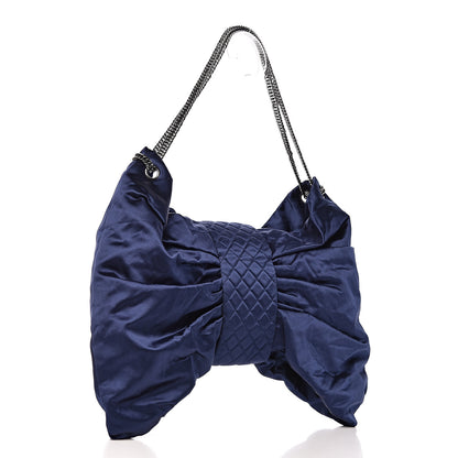 Chanel Satin Large Bow Bag Blue 3 of 10