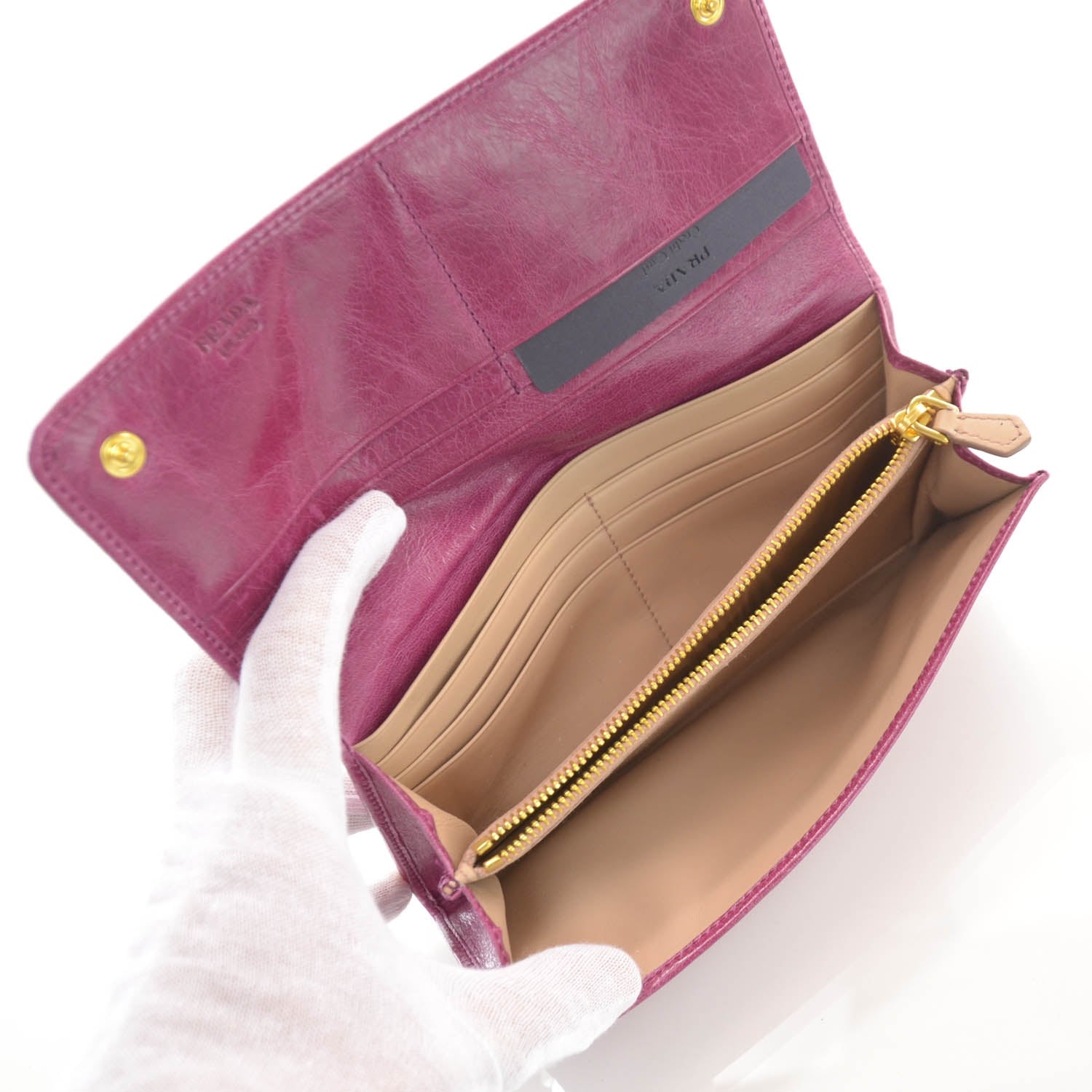 Prada Vitello Shine Flap Wallet Malva 5 of 7