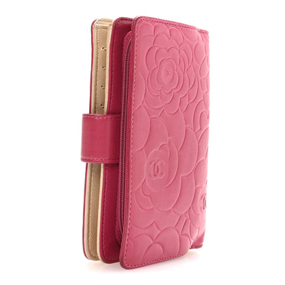 Chanel Lambskin Camellia Embossed L-Zip Pocket Wallet Pink 3 of 9