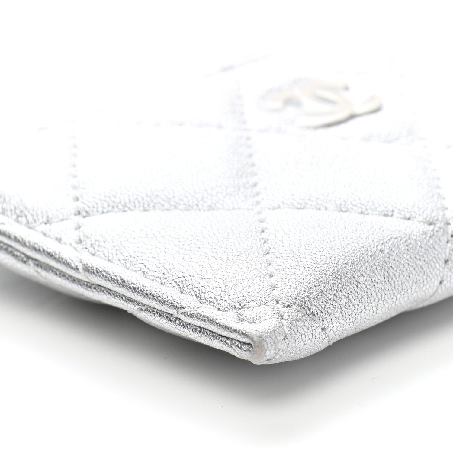 Chanel Metallic Lambskin Quilted Card Holder Silver 9 of 12