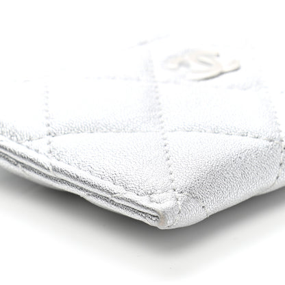 Chanel Metallic Lambskin Quilted Card Holder Silver 9 of 12