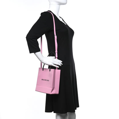Balenciaga Squared Calfskin Logo North South Shopper Tote XXS Pink 2 of 9