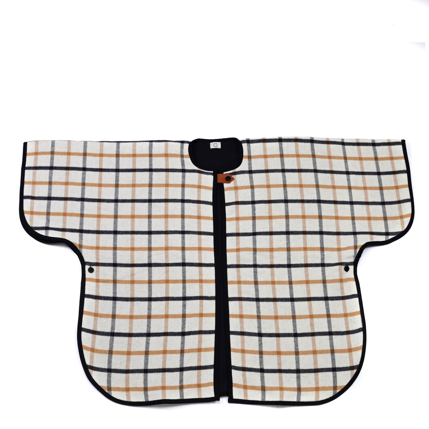 Wool Cashmere Sikkim Calfskin Reversible Camail Poncho Navy Camail