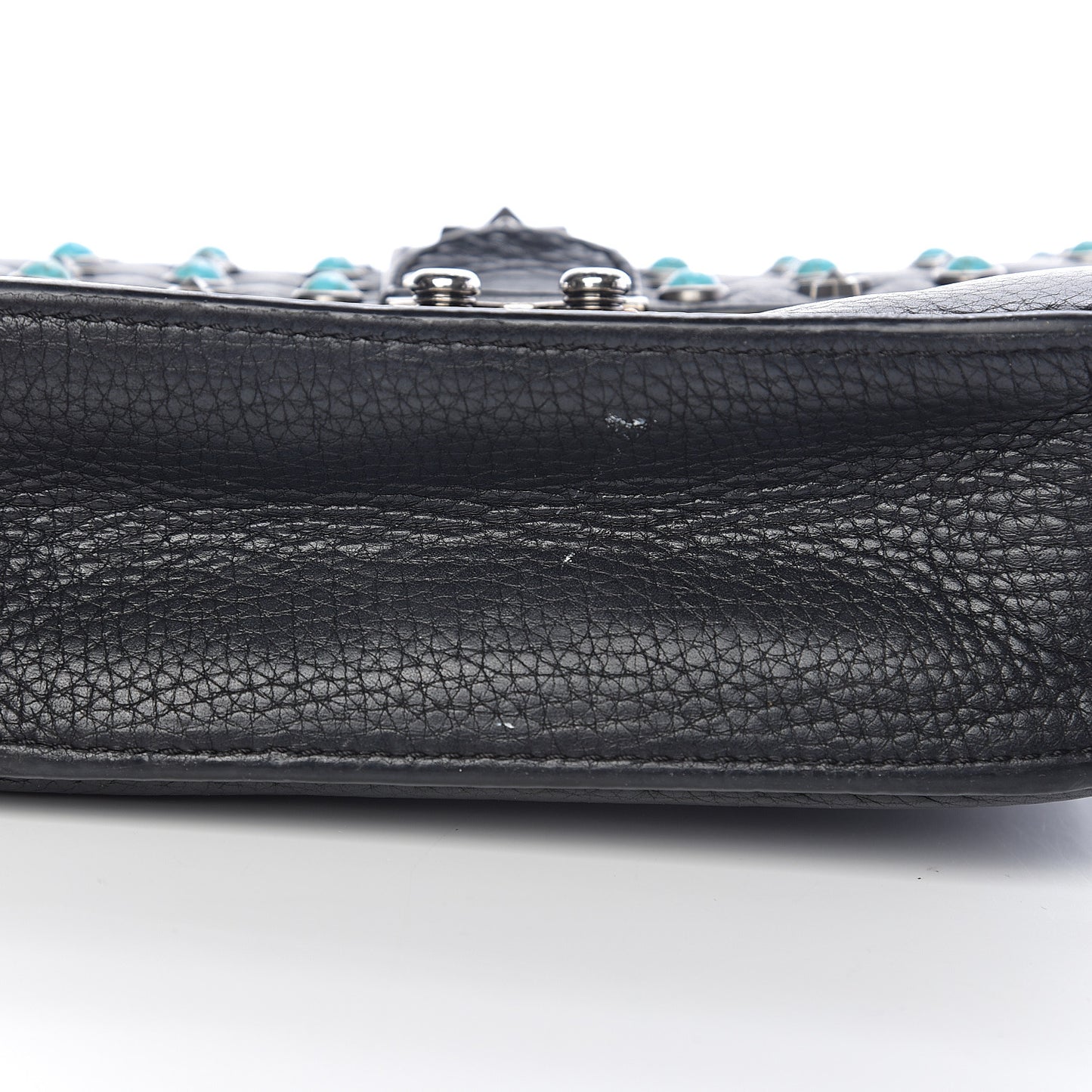 Pebbled Calfskin Star Studded Small Lock Flap Black
