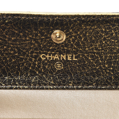 Chanel Cracked Metallic Calfskin Quilted Compact Boy Wallet Gold 6 of 13