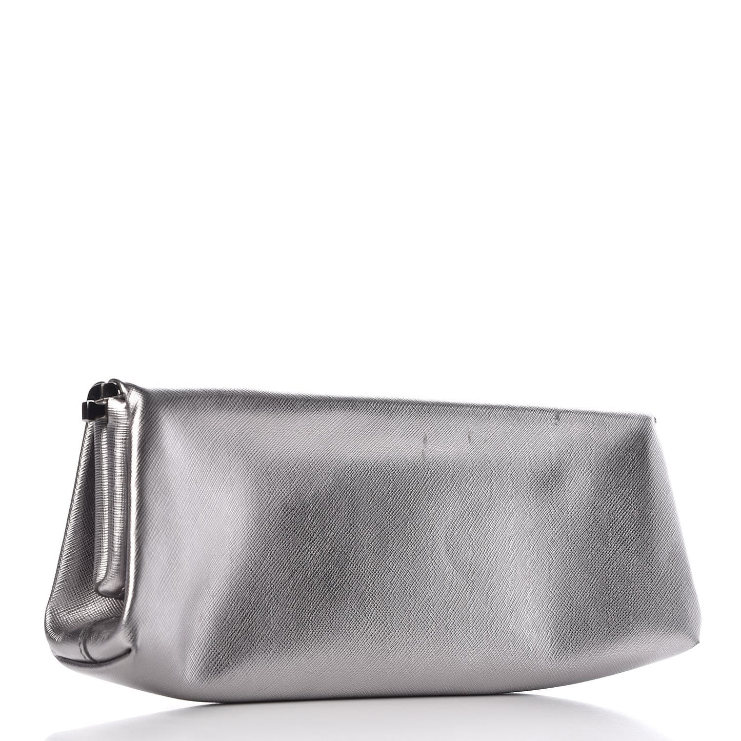 Metallic Saffiano Lux East West Frame Clutch Cromo