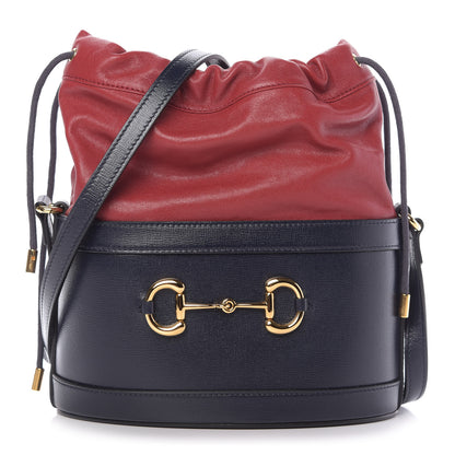 Gucci Azalea Sakai Be Green Calfskin Horsebit 1955 Drawstring Bucket Bag Blue New Cherry Red 1 of 9