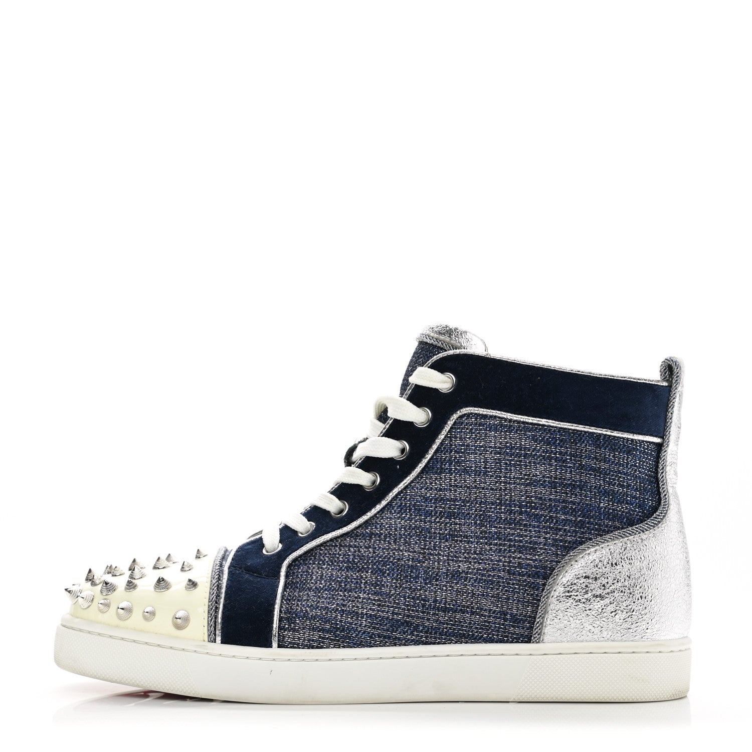 Christian Louboutin Lame Lou Spikes Flat Sneakers 39 Blue 1 of 8
