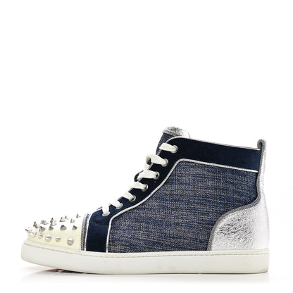Christian Louboutin Lame Lou Spikes Flat Sneakers 39 Blue 1 of 8