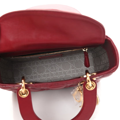 Christian Dior Lambskin Cannage Small Lucky Badges My Lady Dior Red 4 of 12