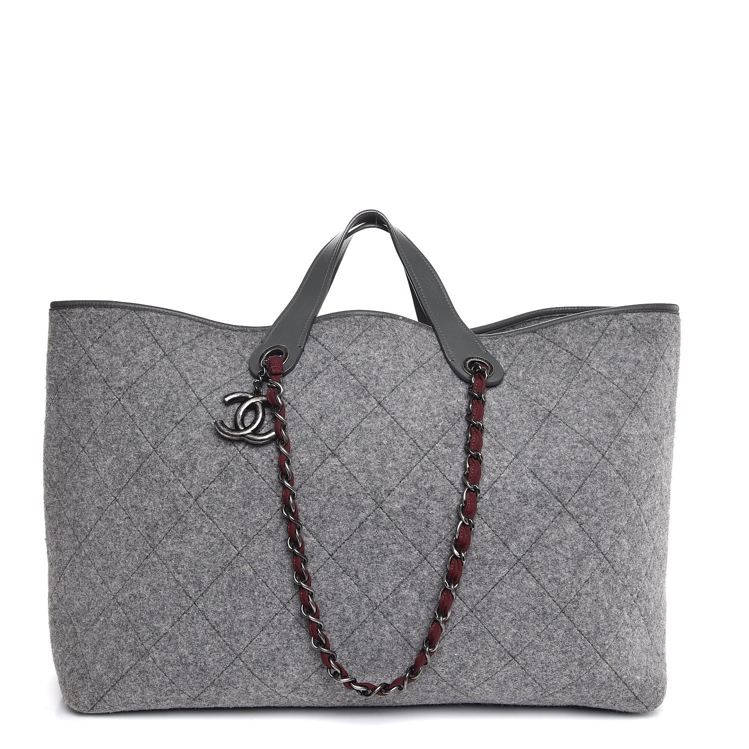 Chanel Wool Quilted Large Shopping Tote Grey 1 of 8