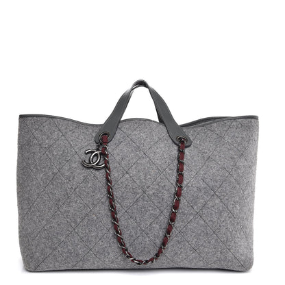 Chanel Wool Quilted Large Shopping Tote Grey 1 of 8