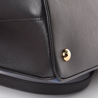 Prada Saffiano Lux Bi-Color Medium Tote Bluette Black 12 of 13