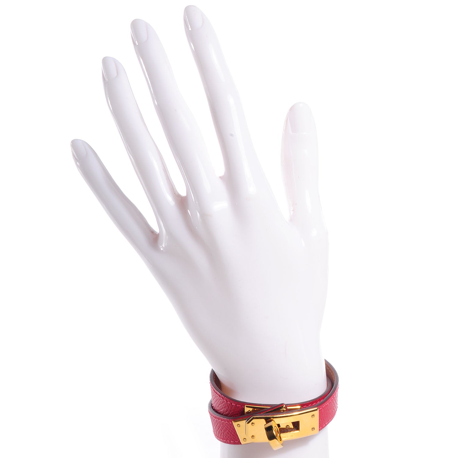 Hermes Epsom Kelly Double Tour Bracelet Small Rouge Casaque 2 of 7