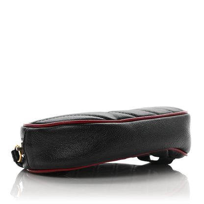 Gucci Azalea Calfskin Matelasse Diagonal Torchon GG Marmont Belt Bag 95 38 Black Romantic Cerise 4 of 10