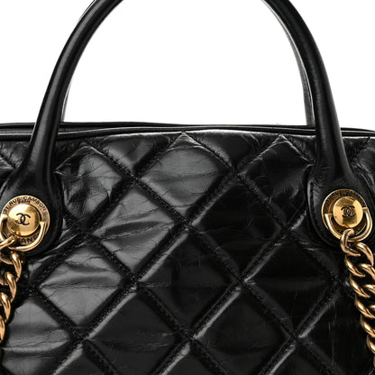 Chanel Glazed Calfskin Castle Rock Bowling Bag Black 8 of 10