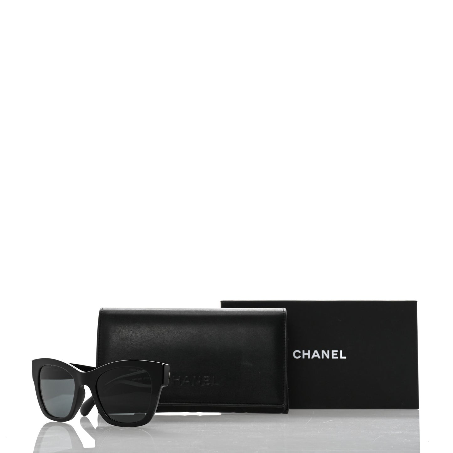Acetate Square CC Heart Sunglasses 5478 Black