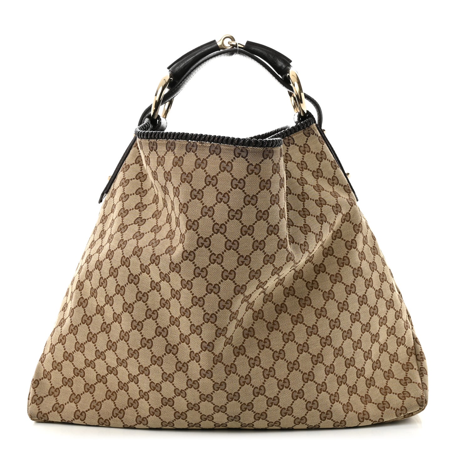 Monogram Large Horsebit Chain Hobo Dark Brown