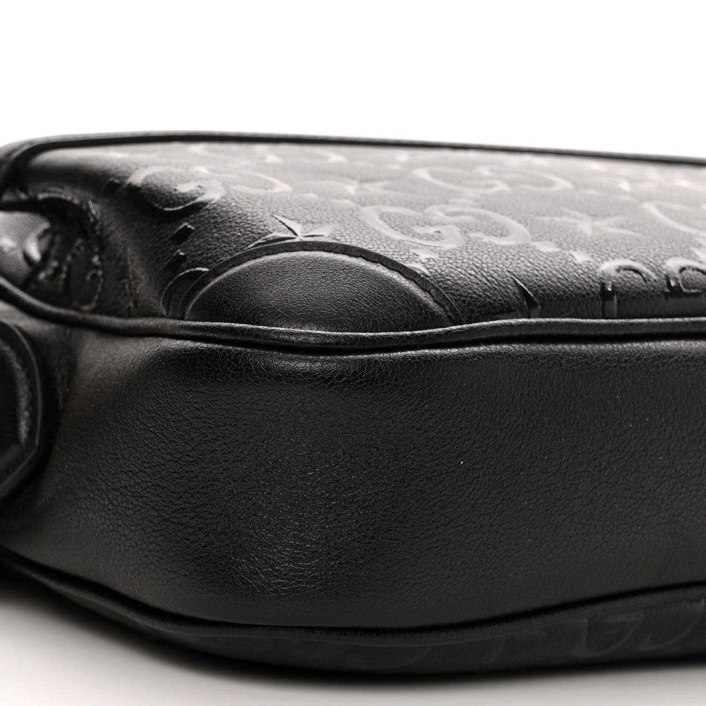 Wonka Grain Calfskin GG Monogram Star Embossed Small GG Shoulder Bag Black