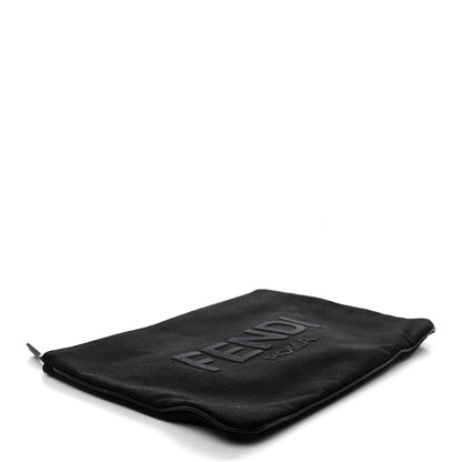 Fendi Cotton Canvas Vitello Grace Light Logo Flat Pouch Black 4 of 8