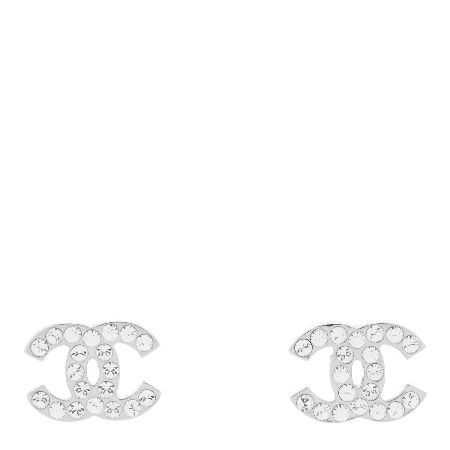 Chanel Crystal CC Earrings Silver 1 of 3