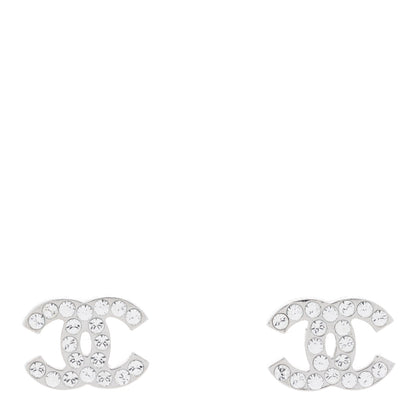 Chanel Crystal CC Earrings Silver 1 of 3