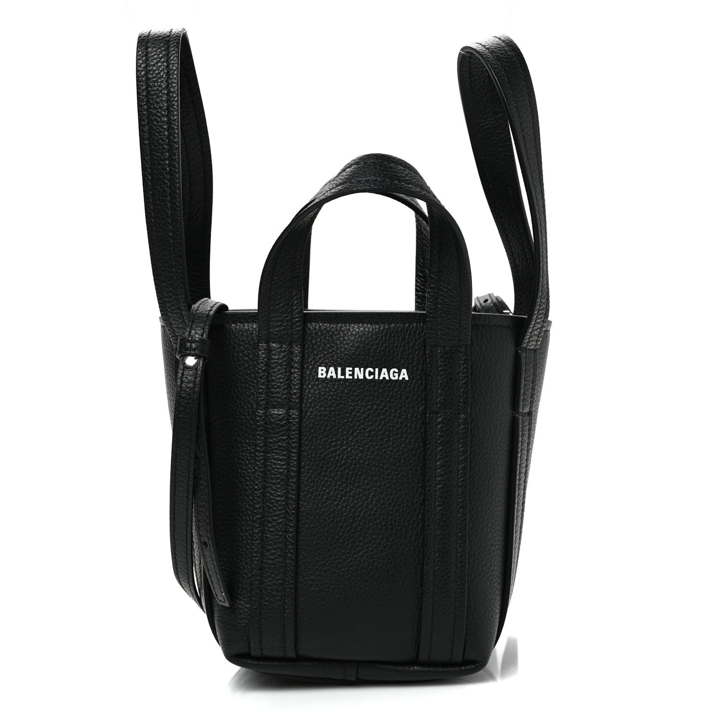 Grained Calfskin Mini 2.0 Everyday North South Shoulder Tote Bag Black