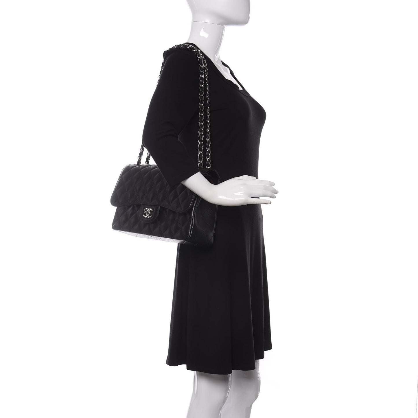 Caviar Quilted Jumbo Double Flap Black