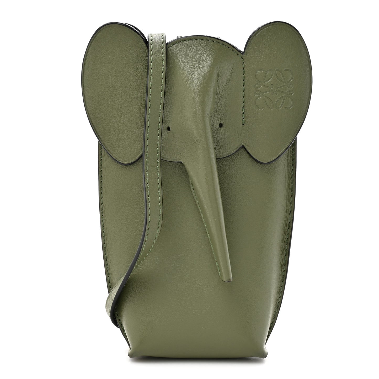 Calfskin Elephant Pouch Crossbody Bag Avocado