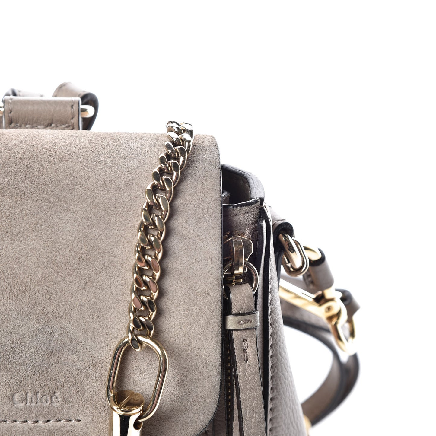 Suede Calfskin Mini Faye Backpack Motty Grey