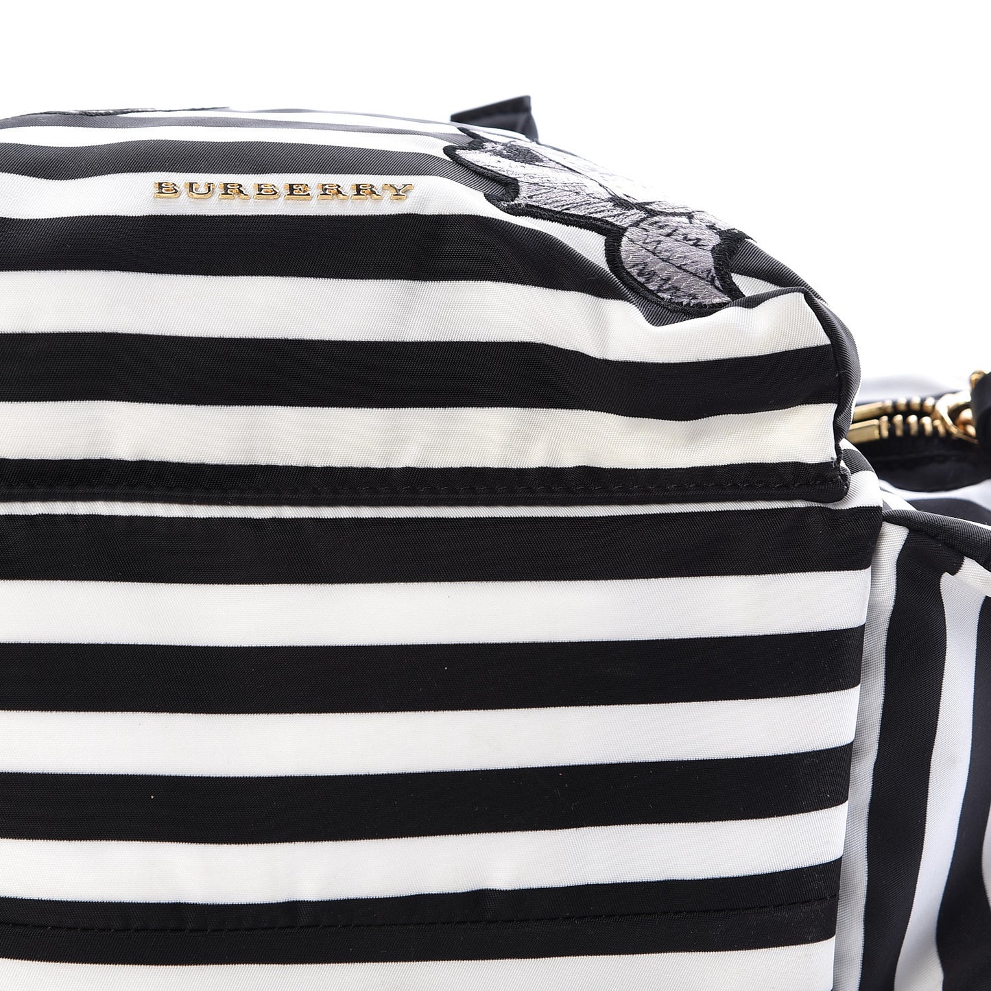 Nylon Striped Medium Rucksack Backpack Black White