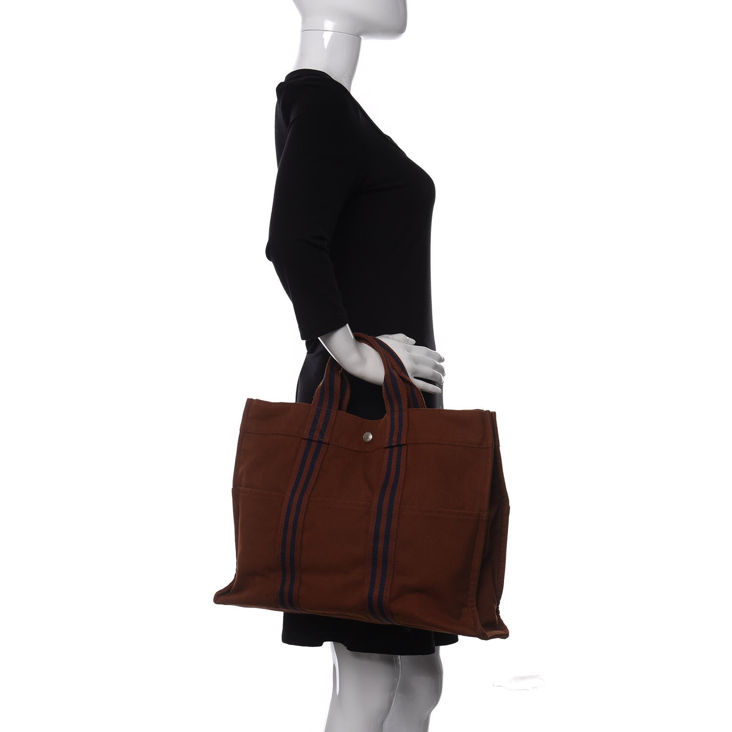 Hermes Canvas Fourre Tout MM Brown 2 of 9