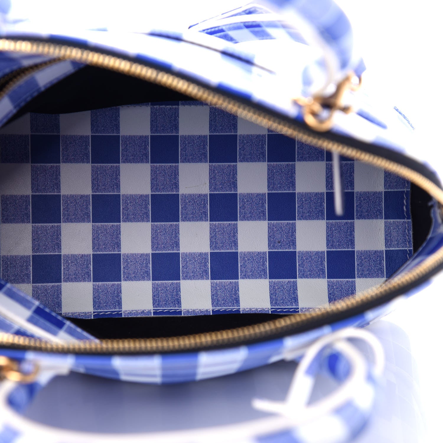 Balenciaga Calfskin Checked S Ville Top Handle Bag Bleu 5 of 10