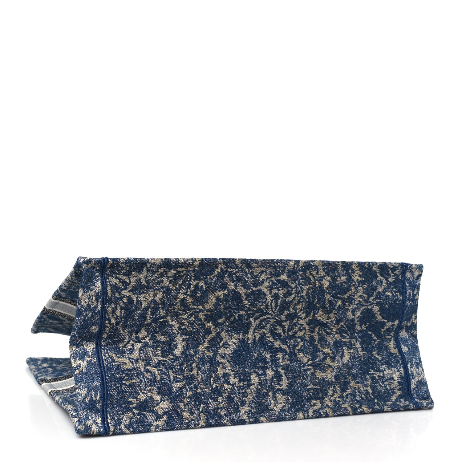 Christian Dior Canvas Embroidered Large Brocart Book Tote Blue 4 of 9