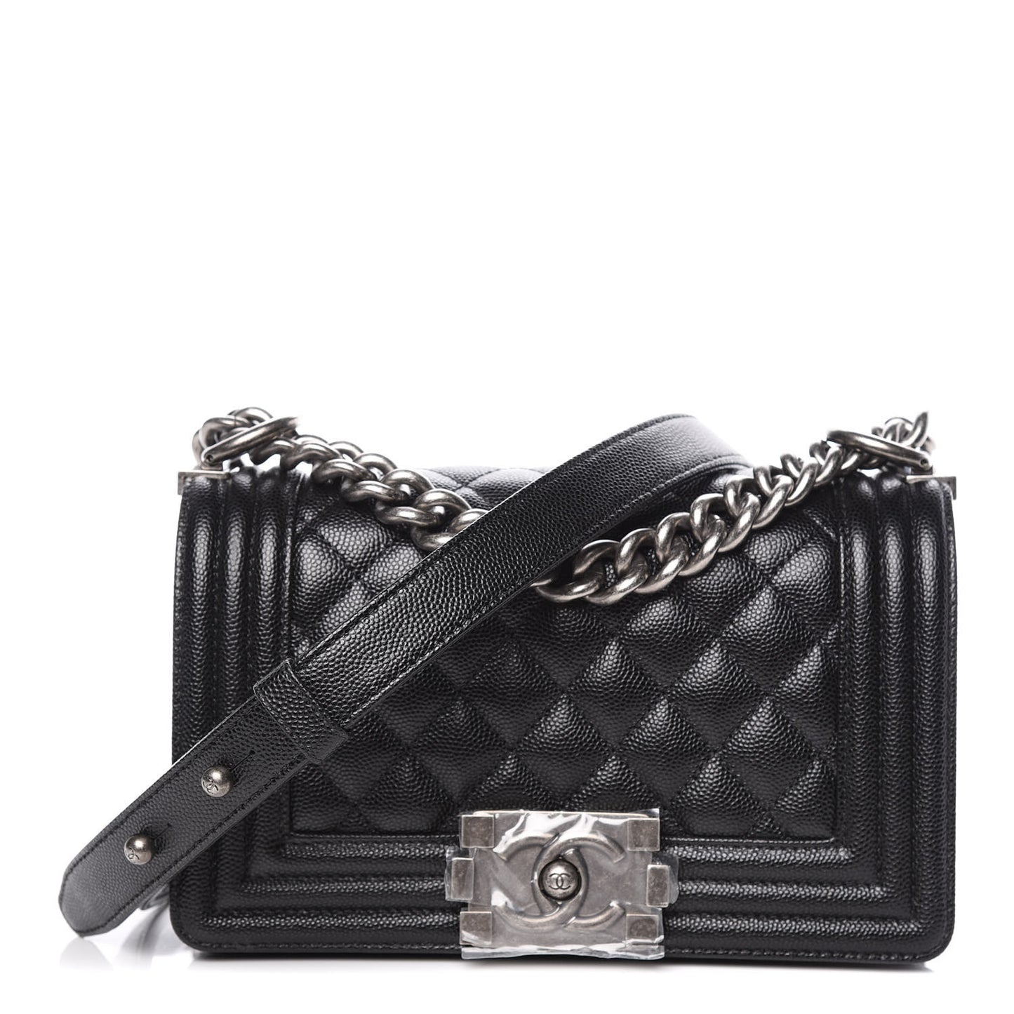 Caviar Quilted Small Boy Flap Black