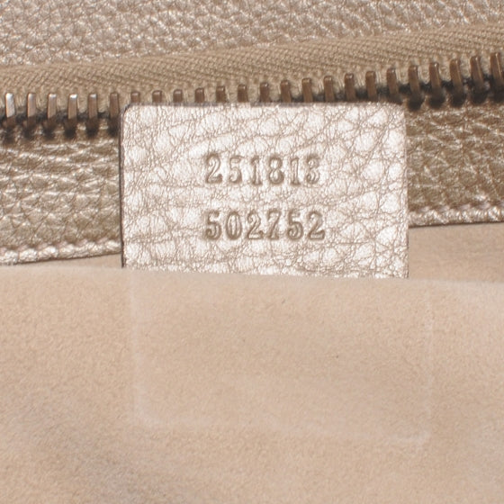 Gucci Metallic Pebbled Calfskin Medium 1973 Top Handle Satchel Golden Beige 7 of 8