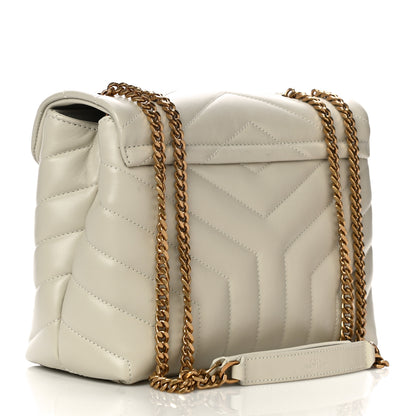 Saint Laurent Calfskin Y Quilted Monogram Small Loulou Chain Satchel Ivory 3 of 10