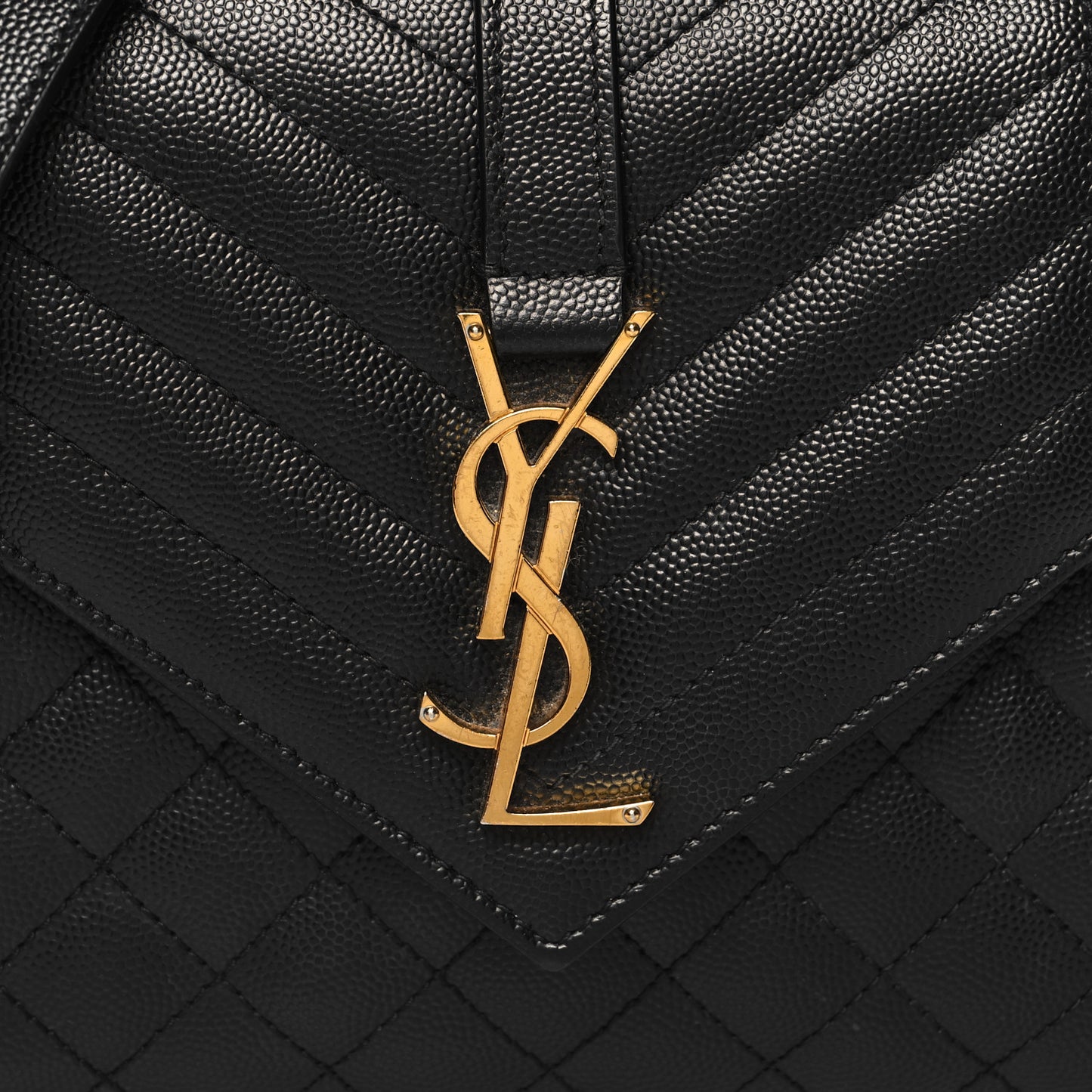 Grain De Poudre Textured Mixed Matelasse Triquilt Medium Monogram Satchel Black
